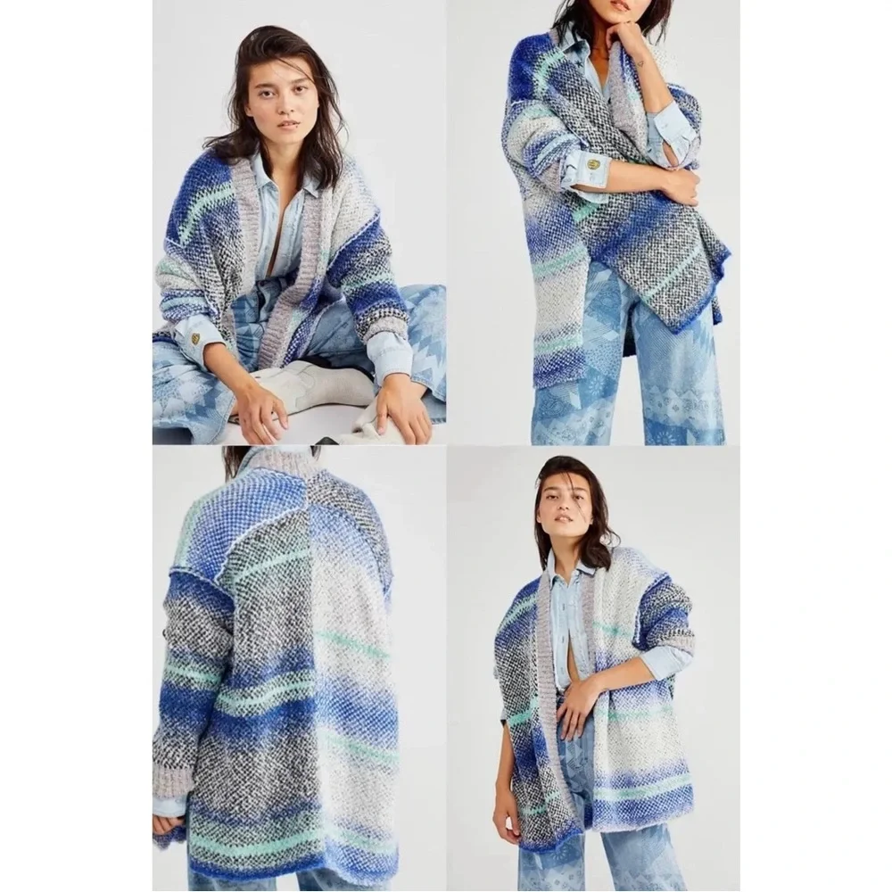 Free People Daydreamer Cardigan Sparkling Seas Size XS Extra Small - Picture 2 of 12